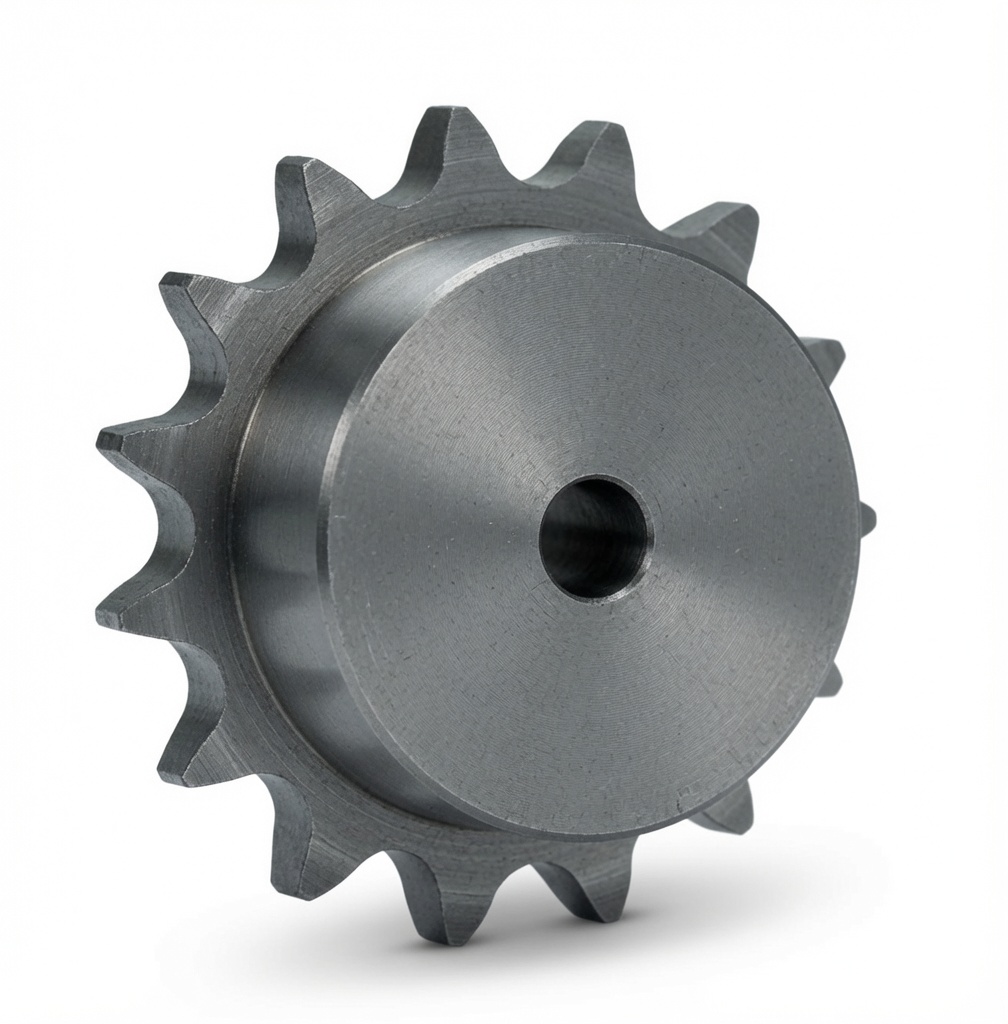 Stainless sprocket showing pitch circle relationship to roller chain engagement