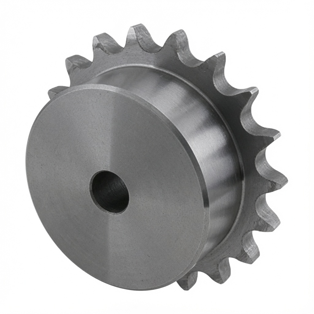 Stainless steel sprocket showing theoretical pitch circle and tooth engagement geometry