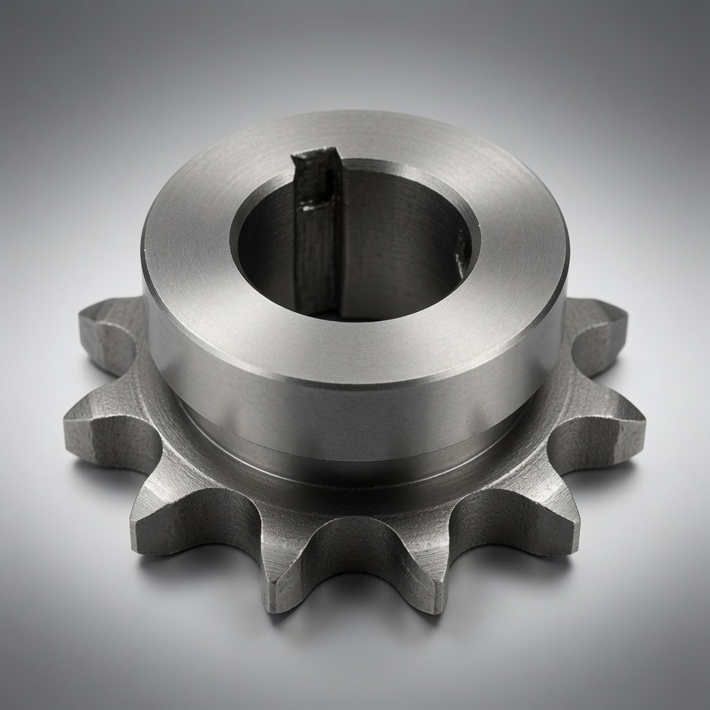 Industrial chain drive with correctly specified idler sprocket and spring tensioner