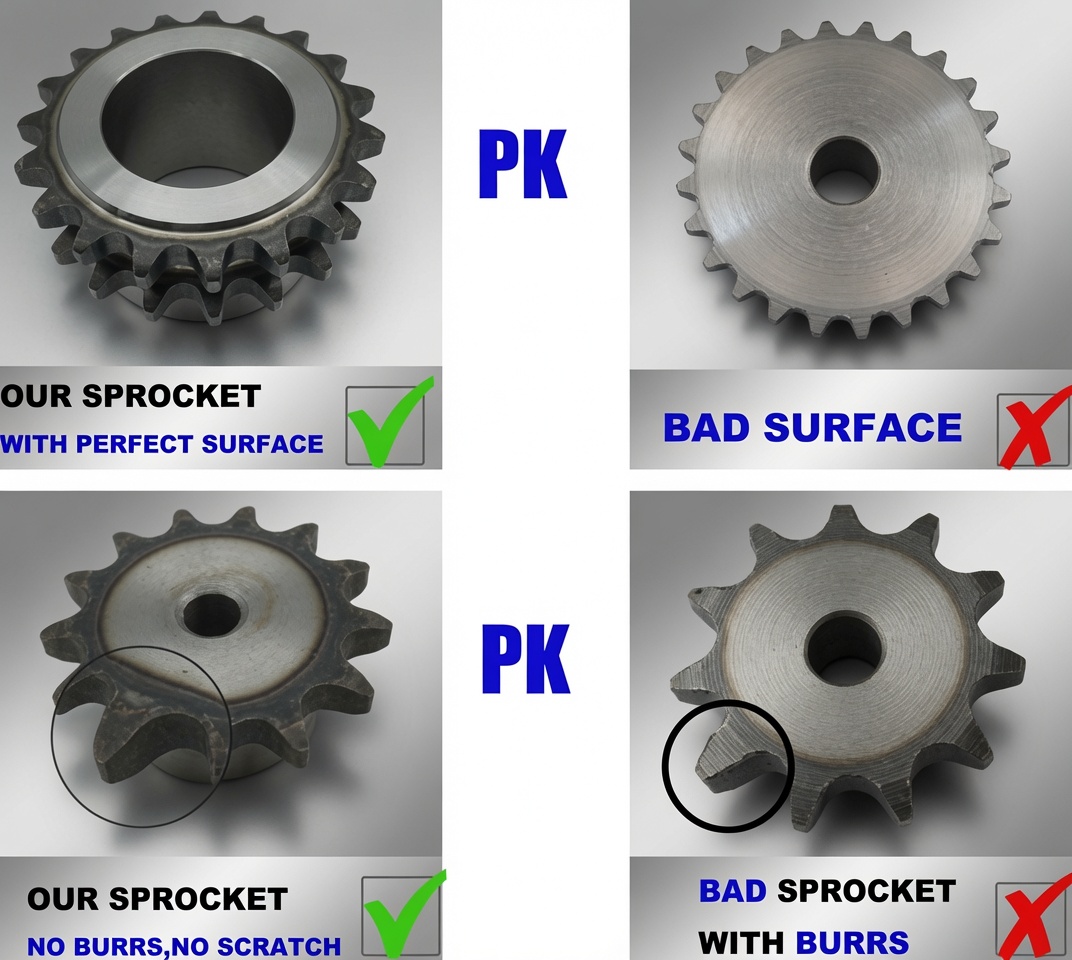 Chain sprocket engagement showing roller-to-tooth contact pattern